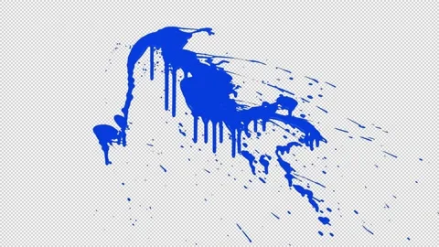 Blue paint splash with alpha channel Stock Footage 210546199