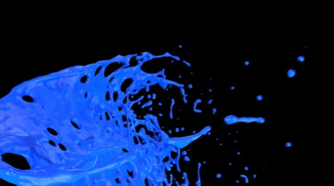 Blue paint splash background, isolated on black (FULL HD) Stock-Footage 36586677