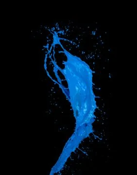 Blue paint splash on black background Stock Illustration