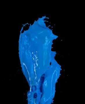 Blue paint splash on black background Stock Illustration