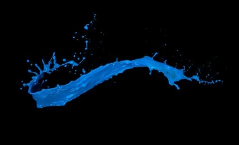 Blue paint splash on black background Stock Illustration