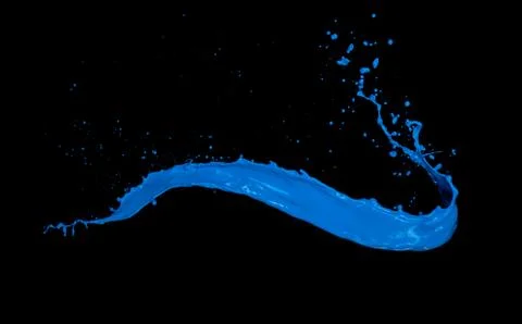 Blue paint splash on black background Stock Illustration