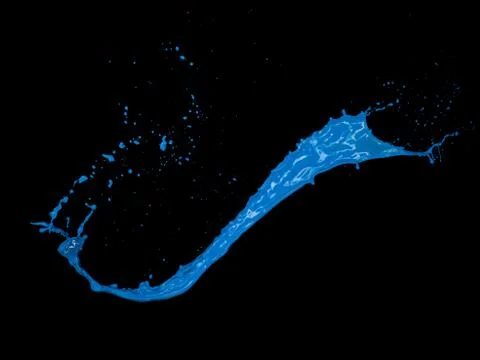 Blue paint splash on black background Stock Illustration