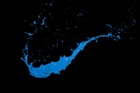 Blue paint splash on black background Stock Illustration