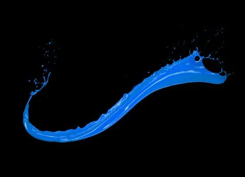 Blue paint splash on black background Stock Illustration