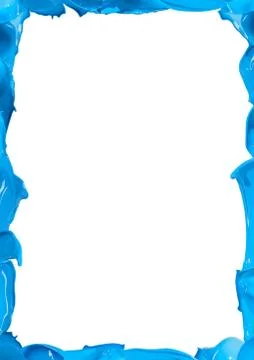 Blue paint splash frame on white background Stock Illustration