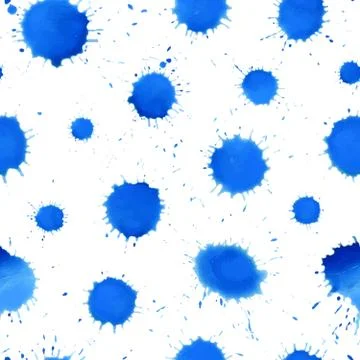Blue paint splash seamless pattern design Stock Illustration