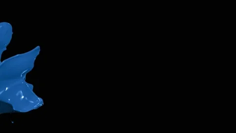 Blue paint splash thrown in slow motion, liquid isolated on black (4K) Stock Footage 137111639