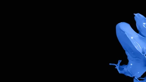 Blue paint splash thrown in slow motion, liquid isolated on black (4K) Stock Footage 137112046
