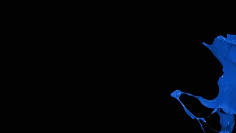 Blue paint splash thrown in slow motion, liquid isolated on black (4K) Stock Footage 137112165