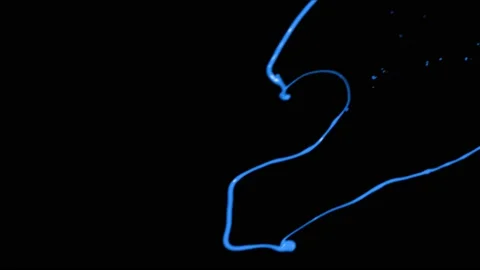 Blue paint splash thrown in slow motion, liquid isolated on black (4K) Stock Footage 137113117