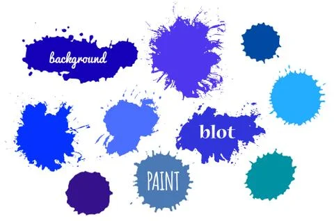 Blue Paint Splash. Vector set of Brush Strokes Stock Illustration