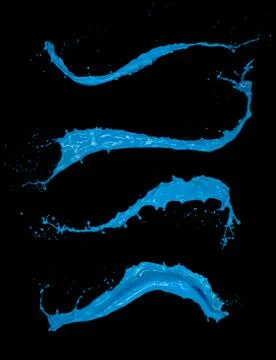 Blue paint splashes on black background Stock Illustration
