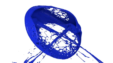 Blue paint splashes collide in slow motion and form ring (FULL HD) Video stock 37035268