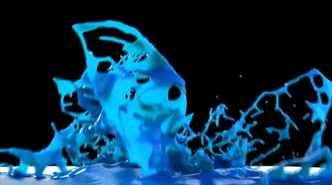 Blue paint splashing, isolated on black Stock Footage 38907298