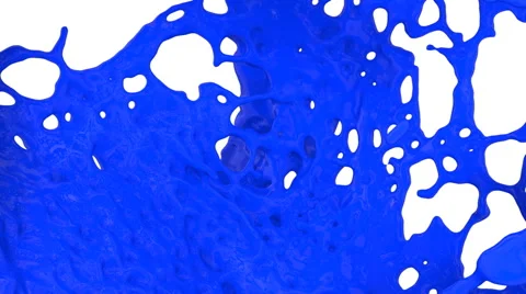 Blue paint splashing into screen - camera fly-through, alpha included (FULL HD) Video stock 54768277