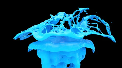 Blue paint splasht in slow motion, alpha channel included (FULL HD) Video stock 36840258