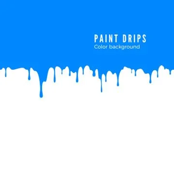 Blue paint splatter. Horizontal drips seamless decoration texture. Vector ill Illustrazione stock