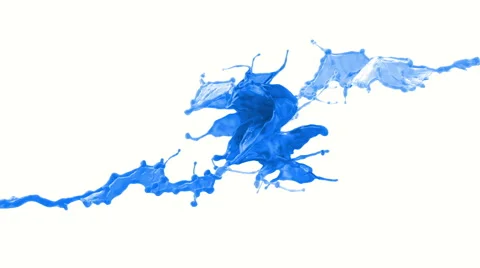 Blue paint throws colliding in slow motion forming high-detailed splash Stock Footage 59918784