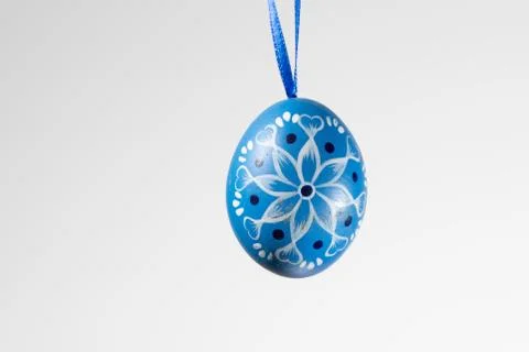 A blue painted easter egg used for decorating an Easter egg tree Stock Photos