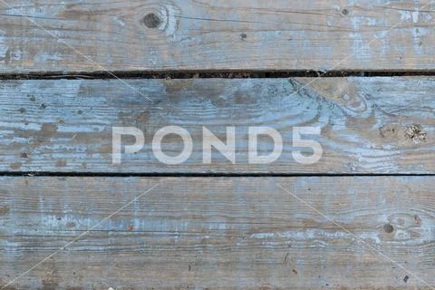 Blue painted weathered wooden plank wall background. Detailed texture. Stock Photos