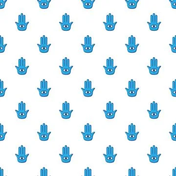 Blue palm with eye pattern Stock Illustration