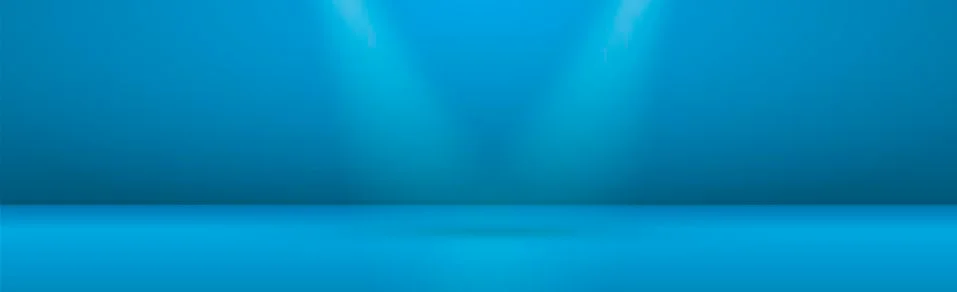 Blue panoramic studio background with white glow Stock Illustration