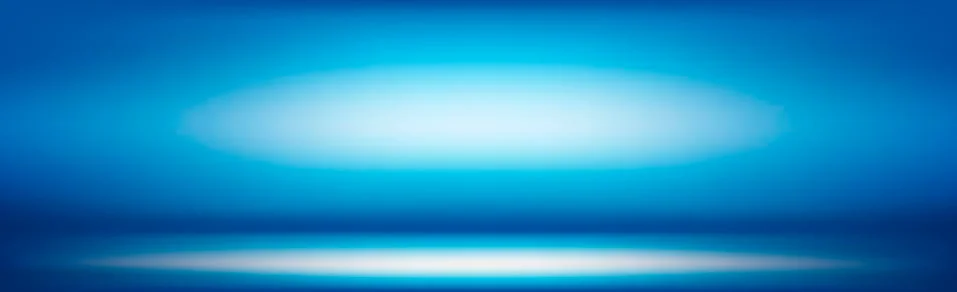 Blue panoramic studio background with white glow Stock Illustration