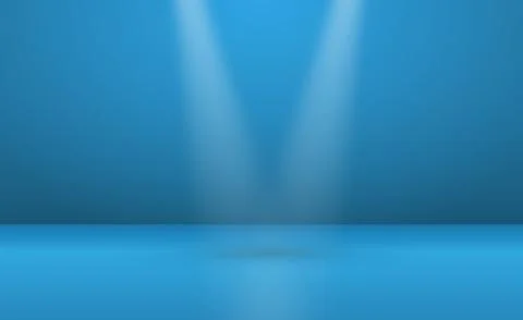 Blue panoramic studio background with white glow Stock Illustration