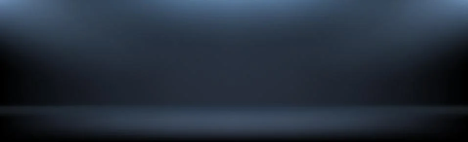 Blue panoramic studio background with white glow Illustrazione stock