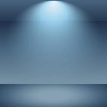 Blue panoramic studio background with white glow Illustrazione stock