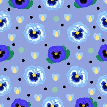 Blue pansies, seamless pattern Stock Illustration
