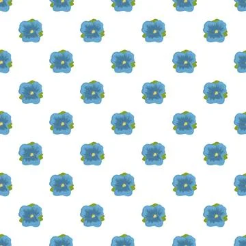 Blue pansy flower seamless pattern background design Stock Illustration