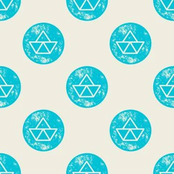 Blue Paper Boat Pattern Stock Illustration