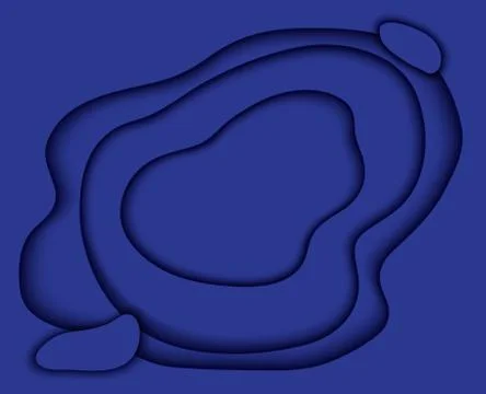 Blue paper cut background. Abstract realistic papercut decoration 库存插图