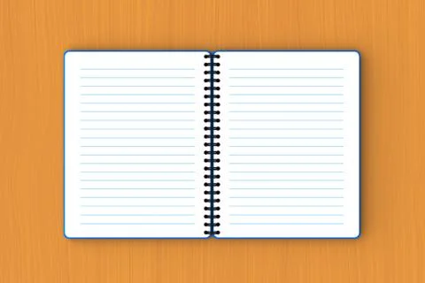 Blue paper notebook spread out on plywood Stock Illustration