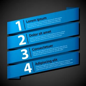 Blue paper numbered banners. Vector design template. Illustrazione stock