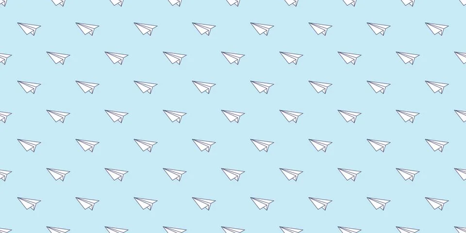 Blue paper plane seamless repeat pattern vector background 스톡 일러스트