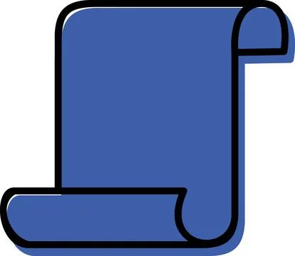 Blue paper scroll graphic icon sign Stock Illustration