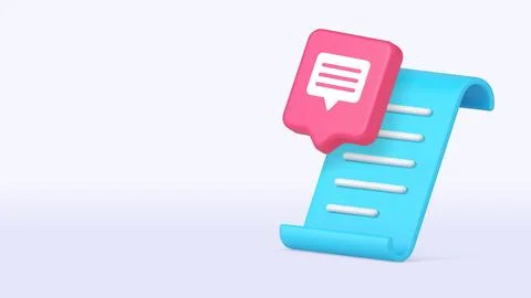 Blue Paper Scroll With Speech Bubble For Messaging And Planning Copy Space .. Stock Illustration