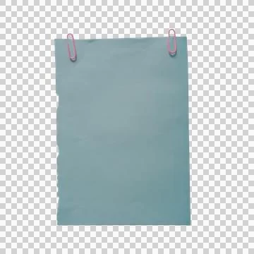 Blue paper sheet held by red paper clips isolated on a transparent background Фото