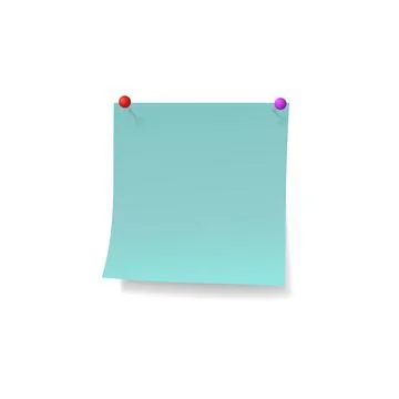 Blue paper sticker note attached with push pins vector icon, realistic stick イラスト素材