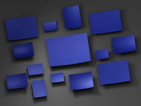 Blue Paper stickers. 3D render Stock Illustration