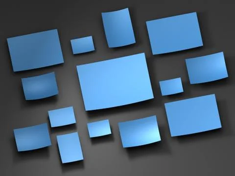 Blue Paper stickers. 3D render Stock Illustration