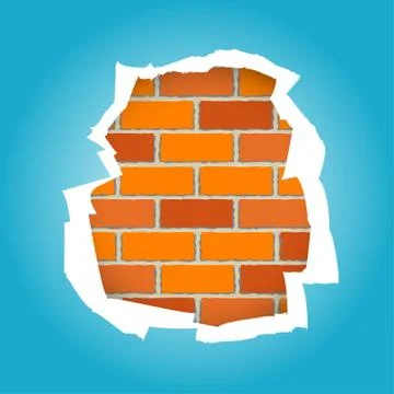Blue paper torn wall Stock Illustration