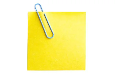Blue paperclip on note Stock Photos