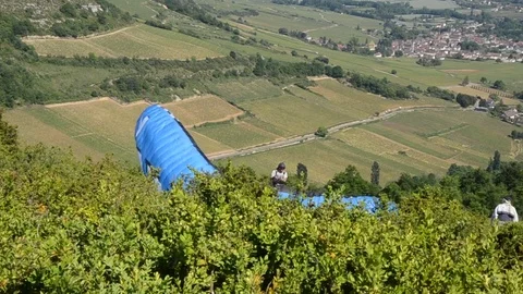 Blue Para Glider Taking Off Video stock 76043048