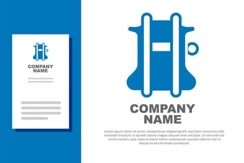 Blue Parachute icon isolated on white background. Logo design template elem.. Illustrazione stock