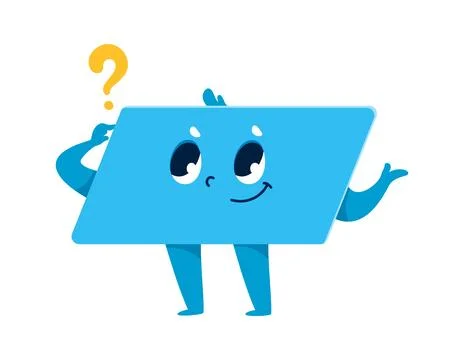 Blue parallelogram math shape cartoon character Иллюстрация