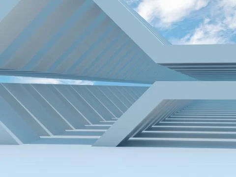 Blue parametric tunnel perspective. 3d rendering Stock Illustration